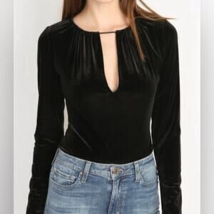 Willow & Clay Long Sleeve Velvet Bodysuit Black Size XS